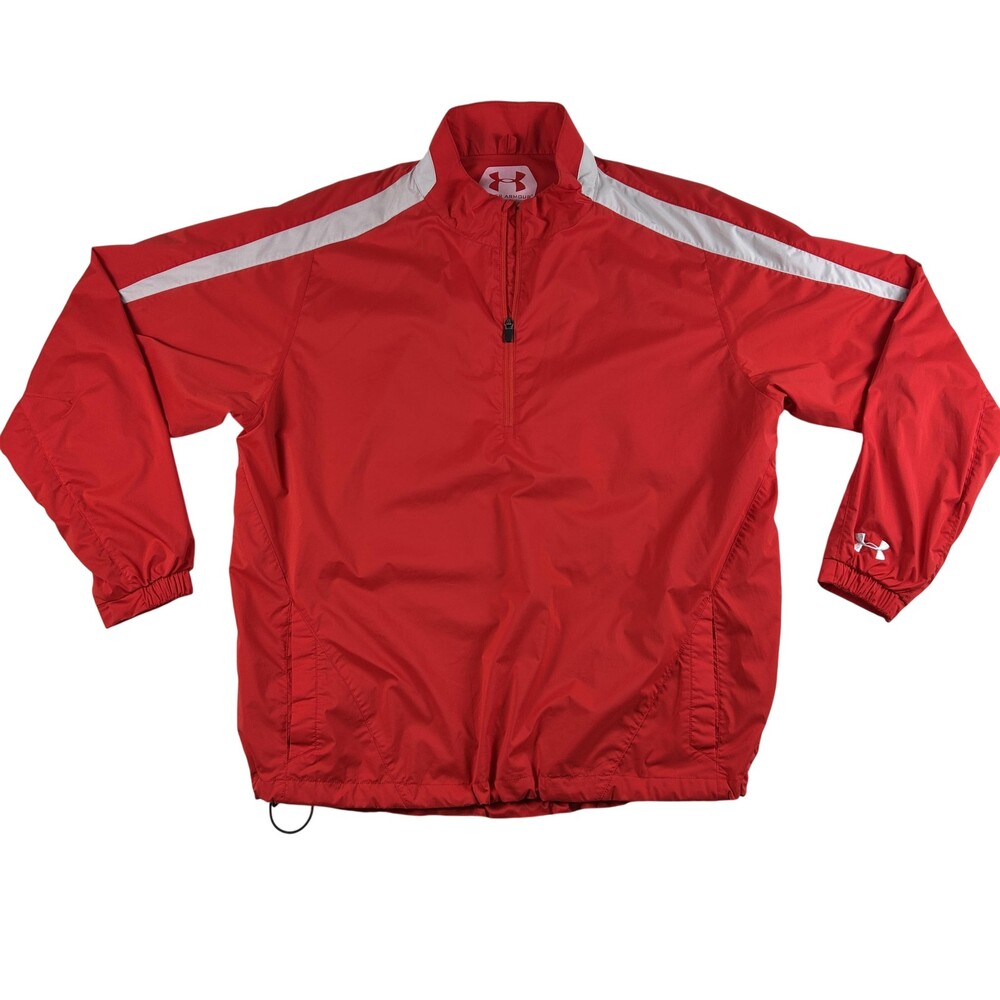 Under Armour Jacket Mens XL Red Performance Golf 1/4 Zip Windbreaker Pullover